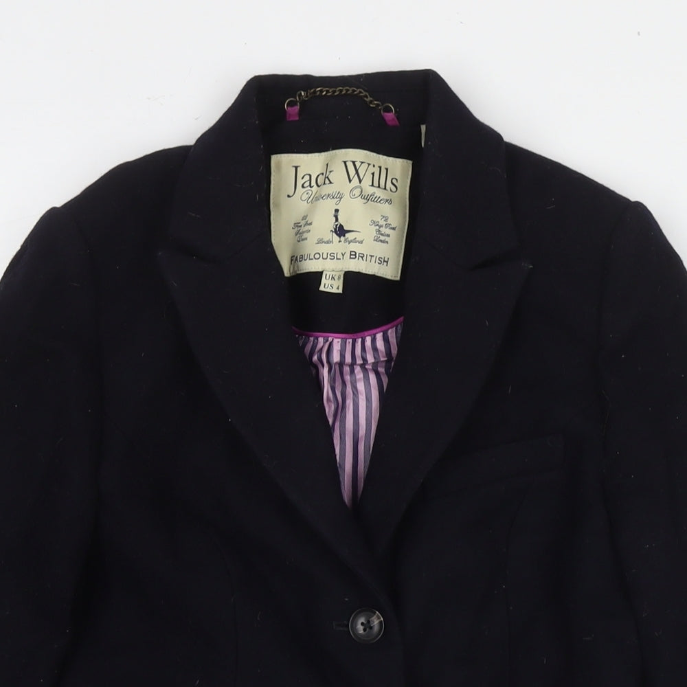 Jack Wills Womens Black Pea Coat Coat Size 8 Button