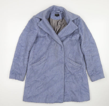 Topshop Womens Blue Overcoat Coat Size 6 Snap