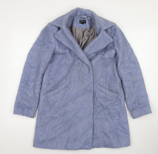 Topshop Womens Blue Overcoat Coat Size 6 Snap