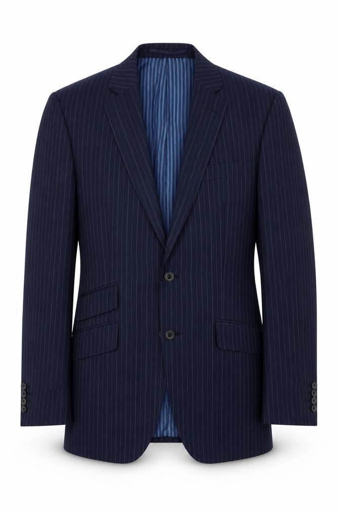 Marks & Spencer Mens Blue Striped Wool Jacket Suit Jacket Size 38 Regular