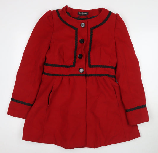 Miss Selfridge Womens Red Overcoat Coat Size 12 Button