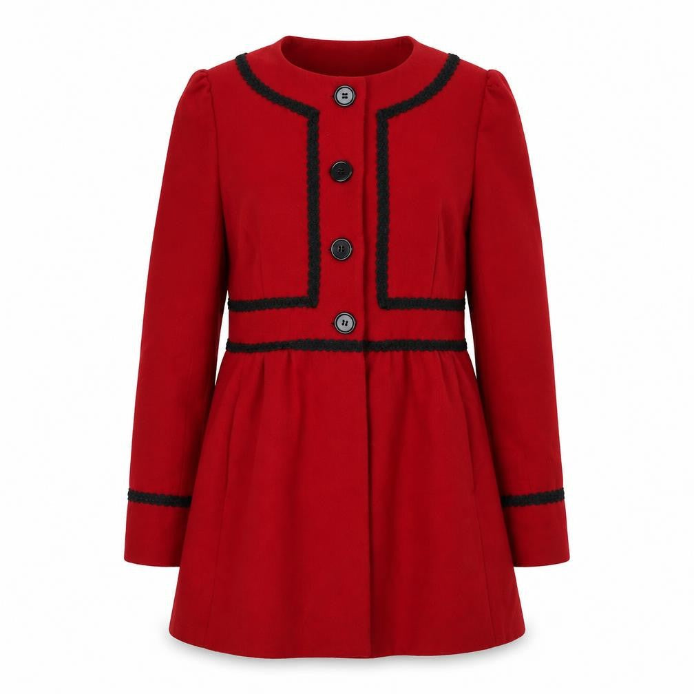 Miss Selfridge Womens Red Overcoat Coat Size 12 Button