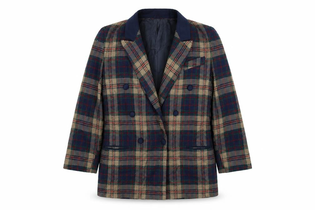 Simply French Womens Multicoloured Check Jacket Size 14 Button