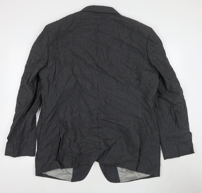 Back view of Autograph men’s grey striped wool jacket suit jacket, size 46, regular
