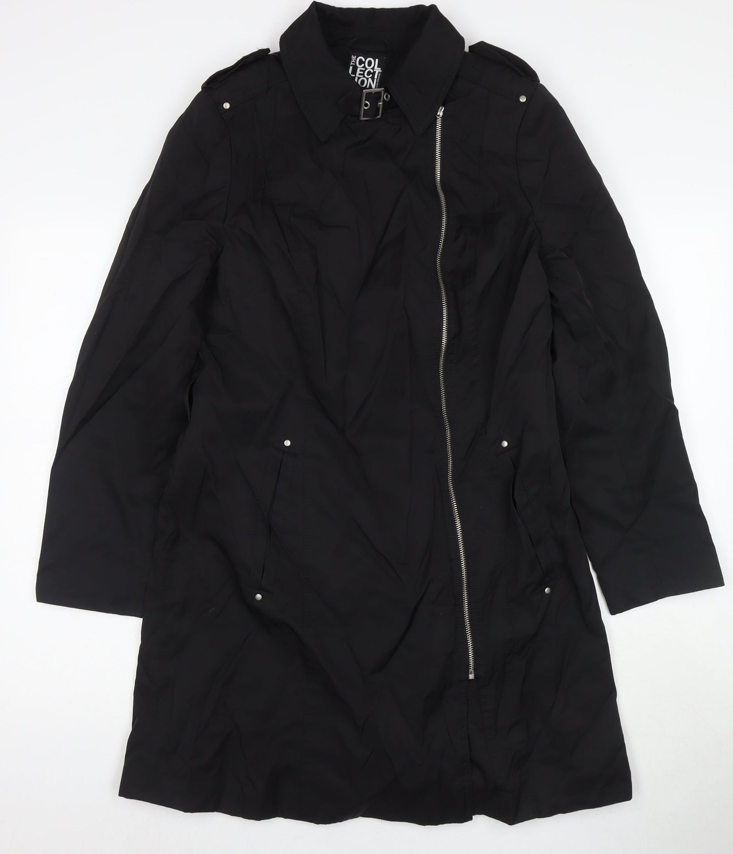 Debenhams Womens Black Trench Coat Coat Size 14 Zip