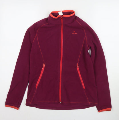 Additional front view of Decathlon girls’ purple jacket, size 12-13, years zip