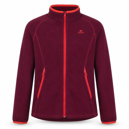 Front view of Decathlon girls’ purple jacket, size 12-13, years zip