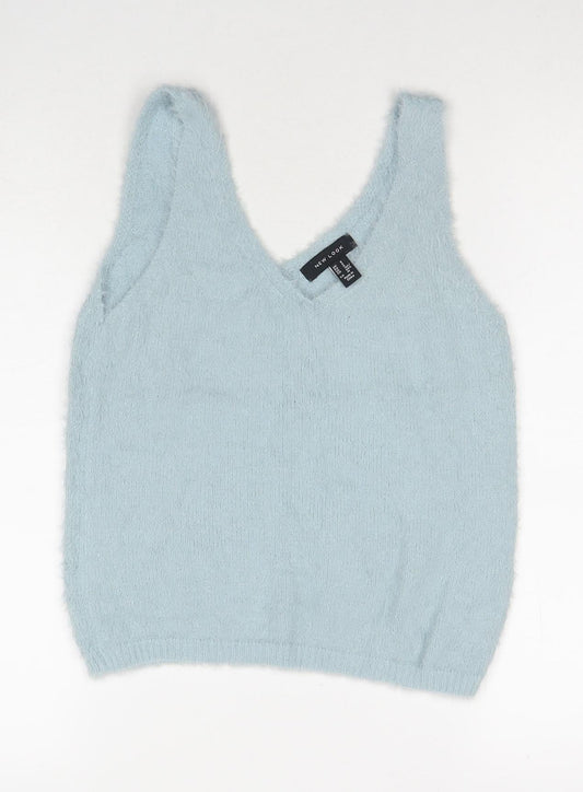 New Look Womens Blue Polyamide Basic Tank Size S Round Neck