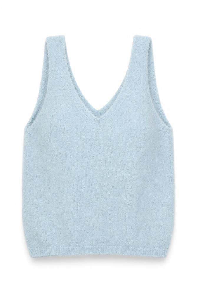 New Look Womens Blue Polyamide Basic Tank Size S Round Neck