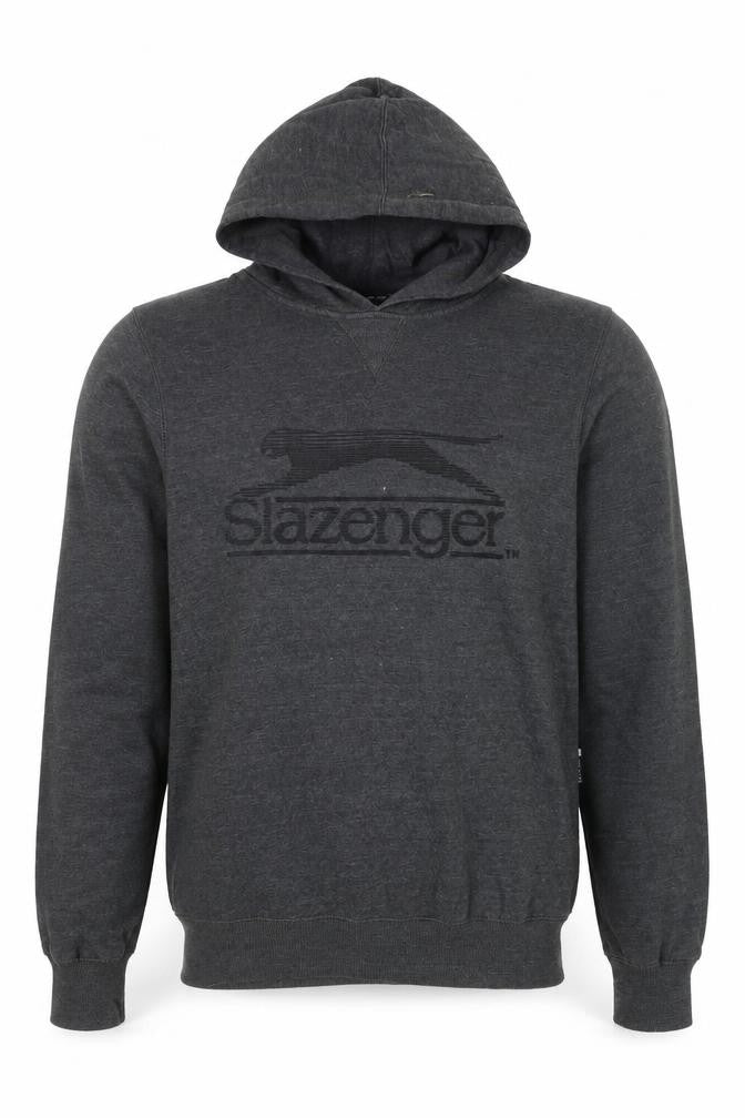 Slazenger Mens Grey Cotton Pullover Hoodie Size S - Logo