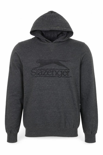 Slazenger Mens Grey Cotton Pullover Hoodie Size S - Logo