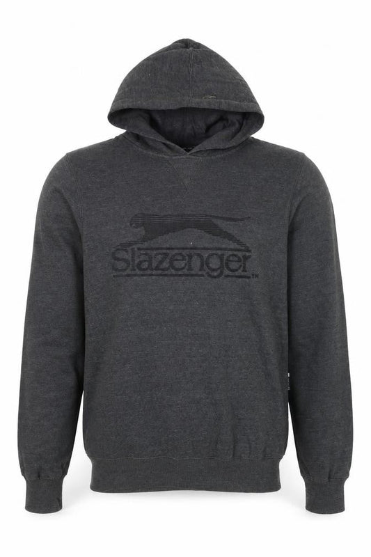 Slazenger Mens Grey Cotton Pullover Hoodie Size S - Logo