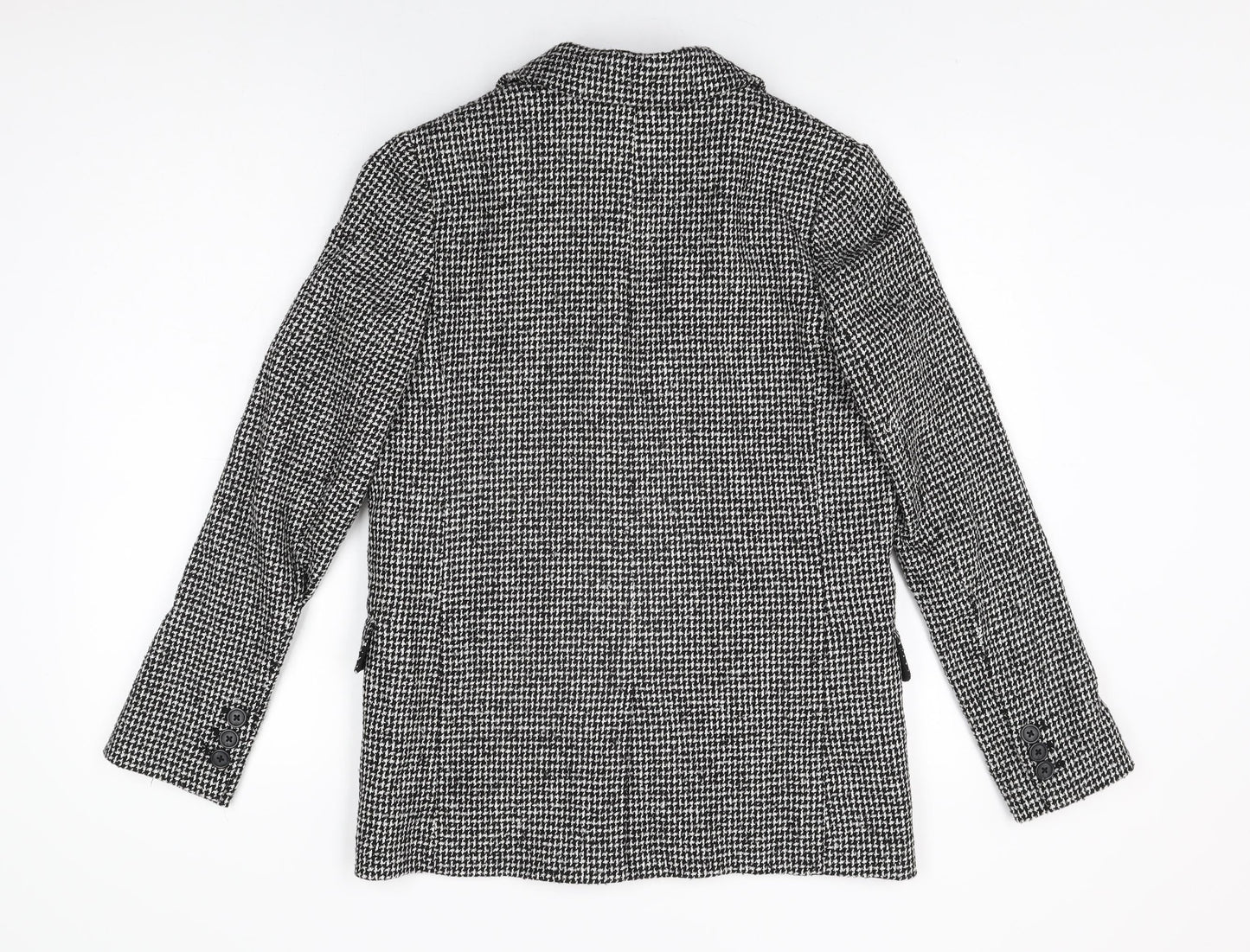 Marks and Spencer Womens Black Geometric Jacket Blazer Size 8 Button