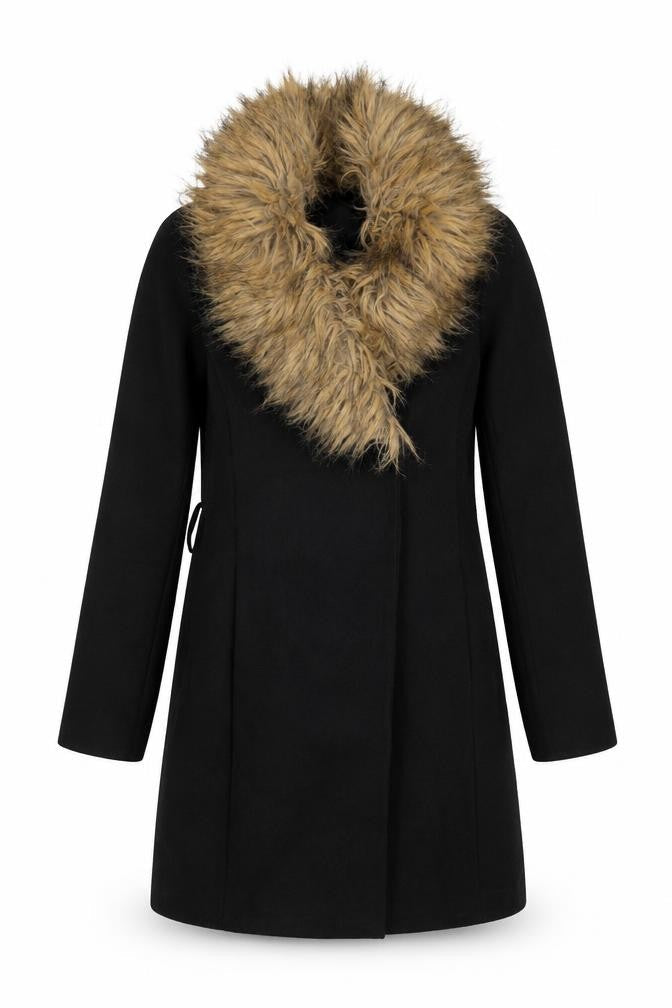 New Look Womens Black Overcoat Coat Size 8 Button