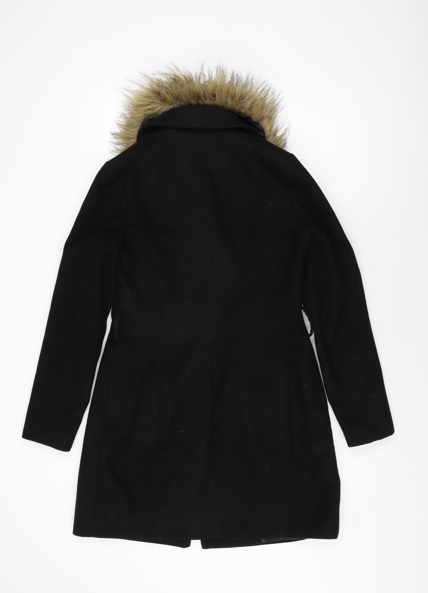 New Look Womens Black Overcoat Coat Size 8 Button