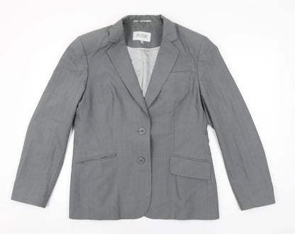 Next Womens Grey Striped Polyester Jacket Suit Jacket Size 14
