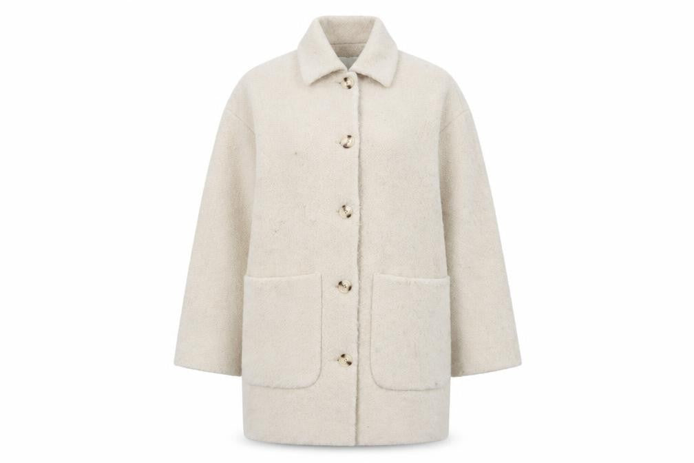 Monki Womens Beige Overcoat Coat Size S Button
