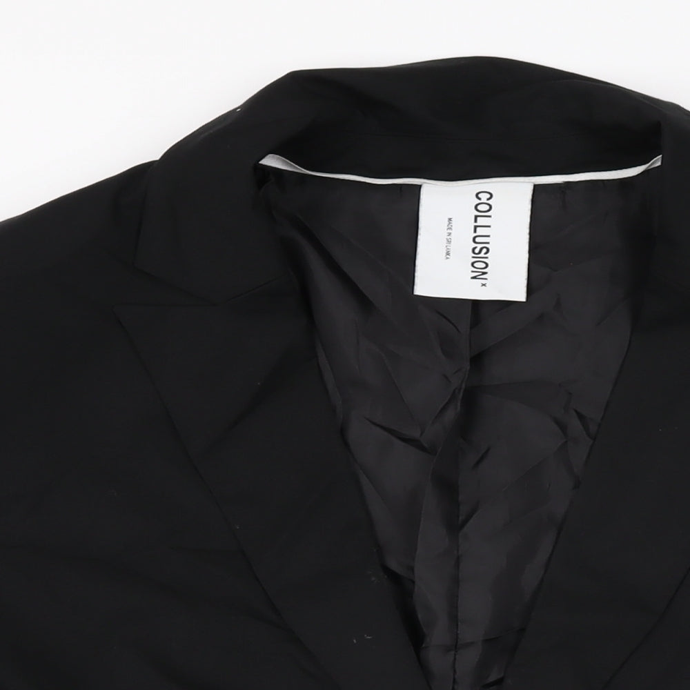 COLLUSION Womens Black Jacket Blazer Size 14 Button