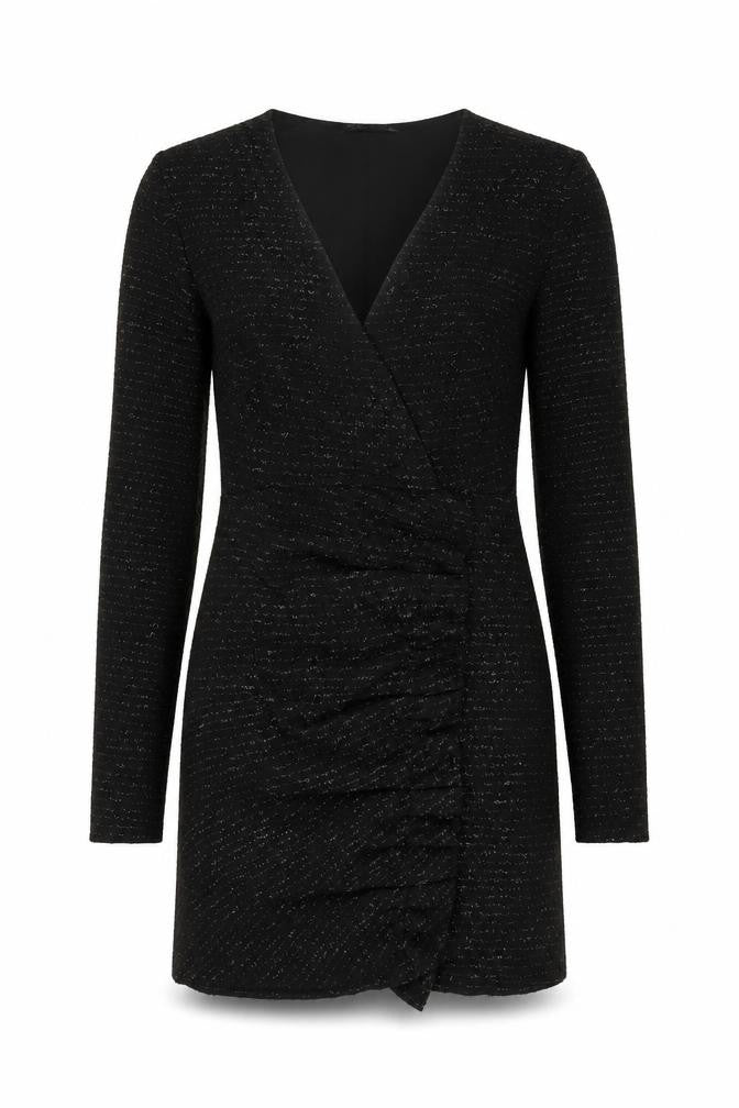 Zara Womens Black Viscose Bodycon Size S V-Neck Zip