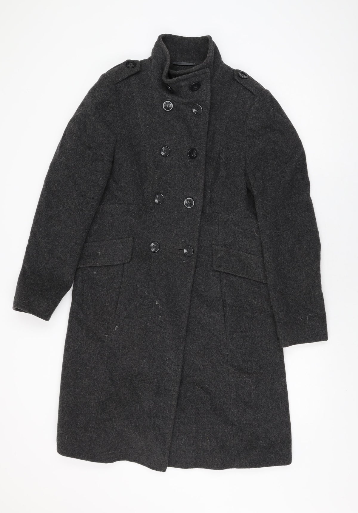 Marks & Spencer Womens Grey Overcoat Coat Size 10 Button