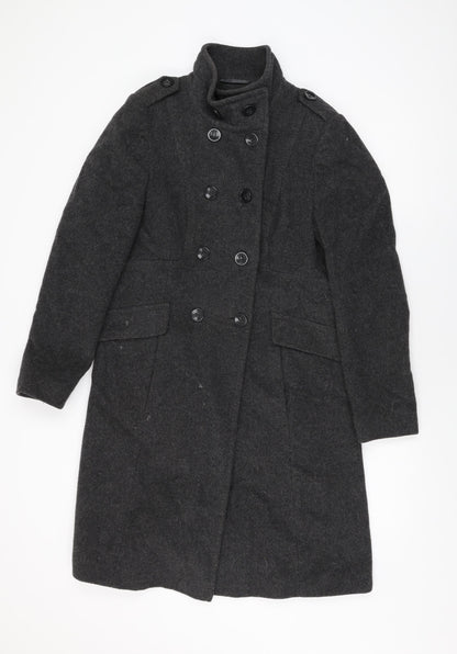 Marks & Spencer Womens Grey Overcoat Coat Size 10 Button