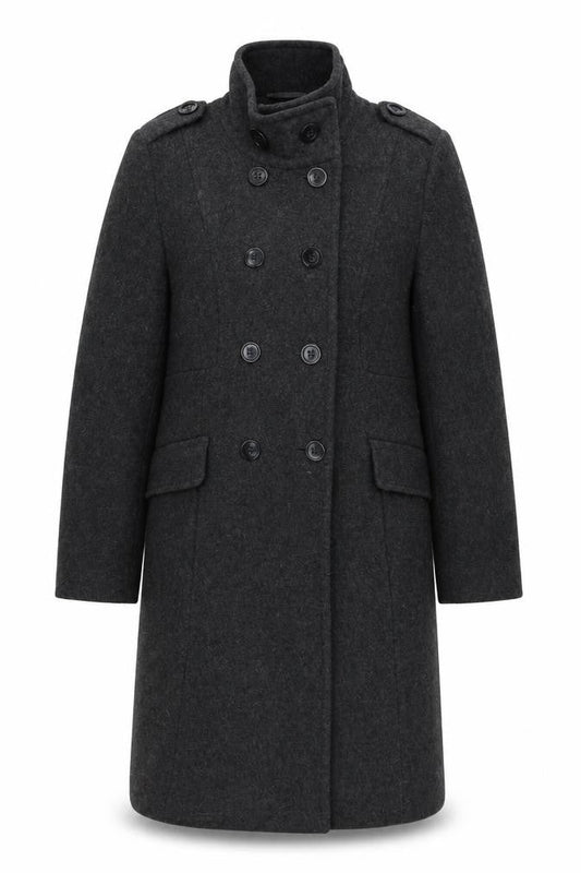 Marks & Spencer Womens Grey Overcoat Coat Size 10 Button