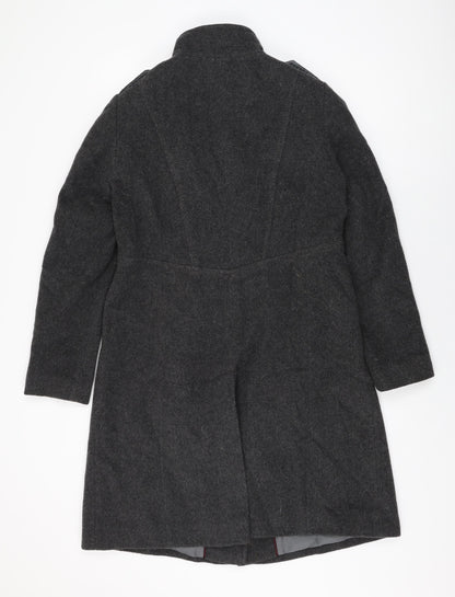 Marks & Spencer Womens Grey Overcoat Coat Size 10 Button