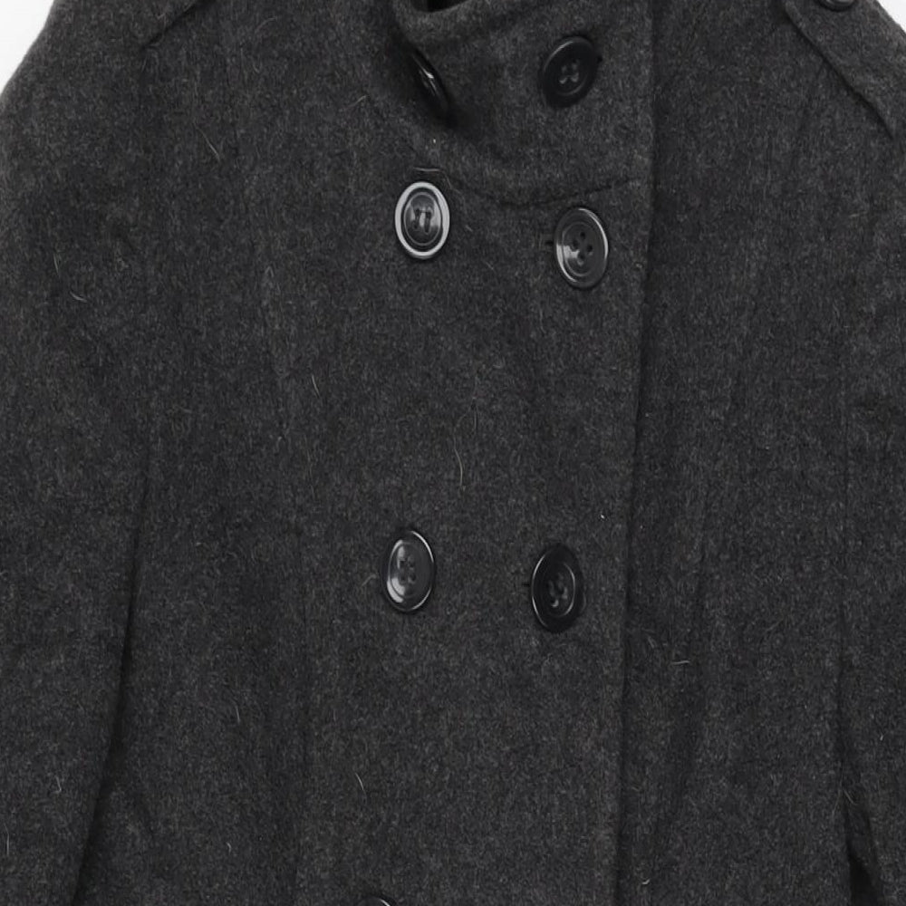 Marks & Spencer Womens Grey Overcoat Coat Size 10 Button