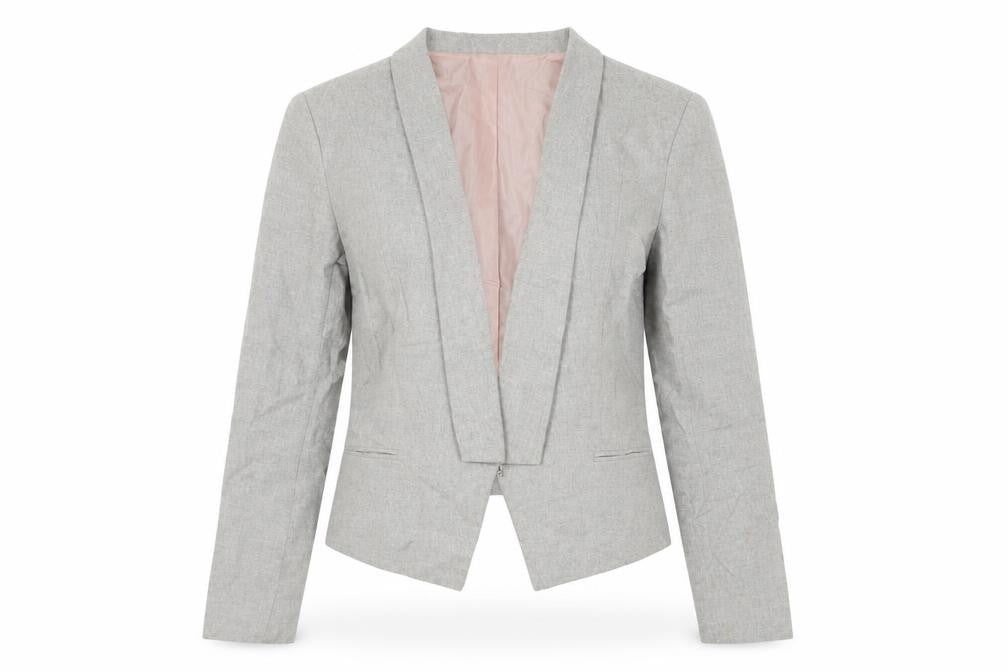 Apostrophe Womens Grey Jacket Size 8 Hook & Eye