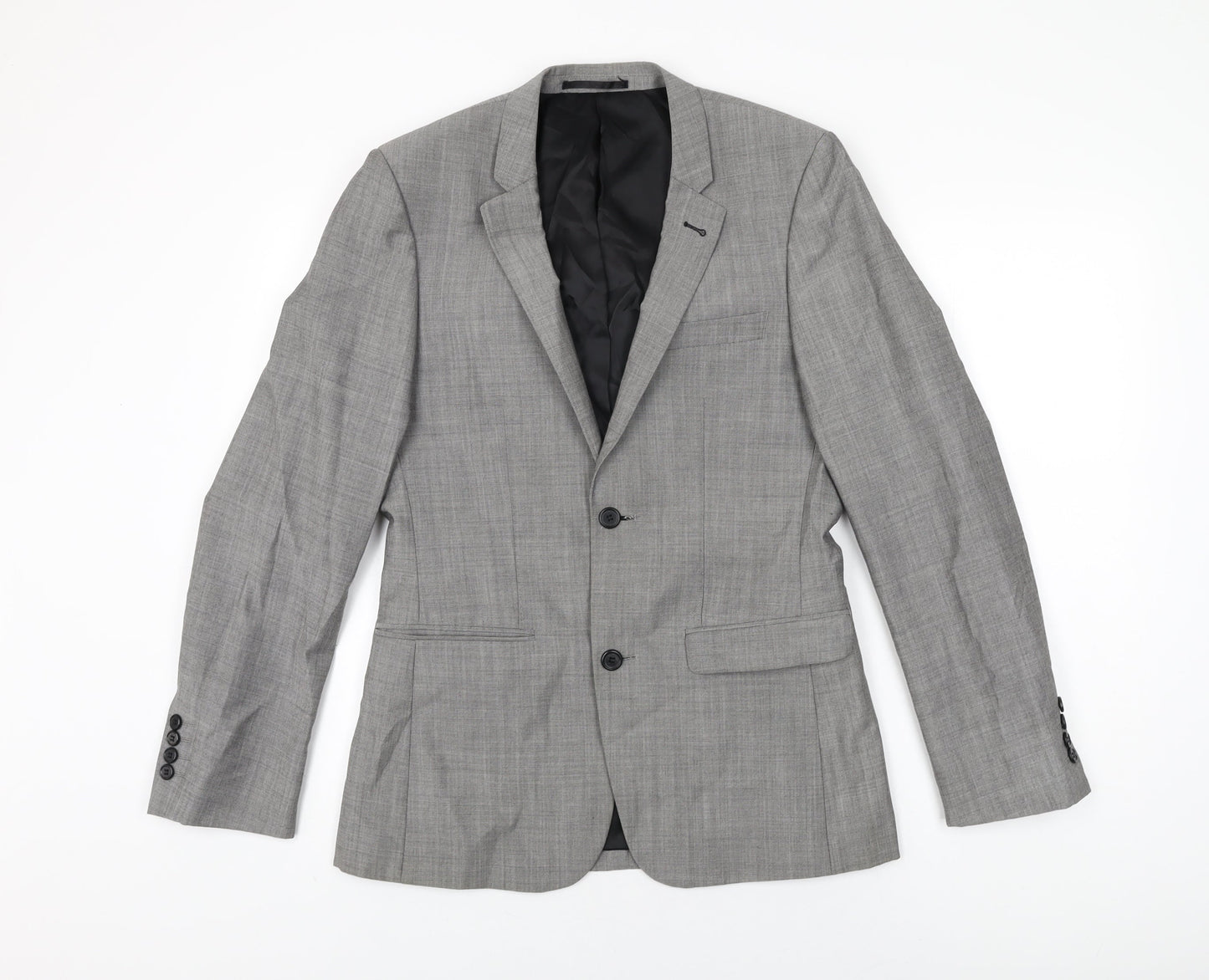 Topman Mens Grey Wool Jacket Suit Jacket Size 36 Regular