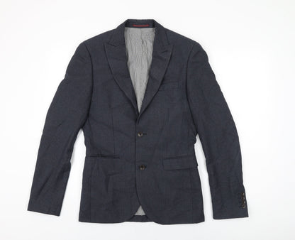 Next Mens Blue Geometric Polyester Jacket Suit Jacket Size 36 Regular