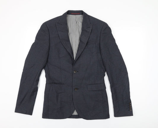 NEXT Mens Blue Geometric Polyester Jacket Suit Jacket Size 36 Regular