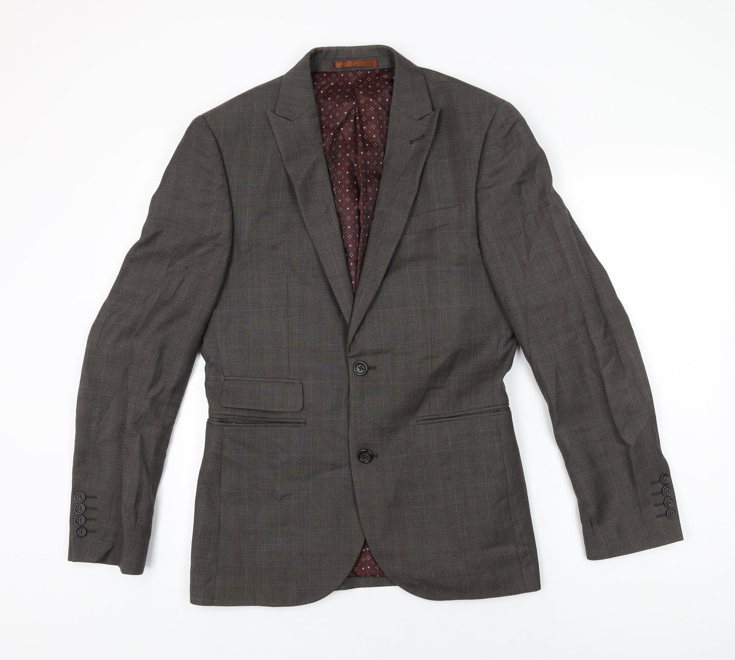 NEXT Mens Grey Polyester Jacket Suit Jacket Size 36 Regular