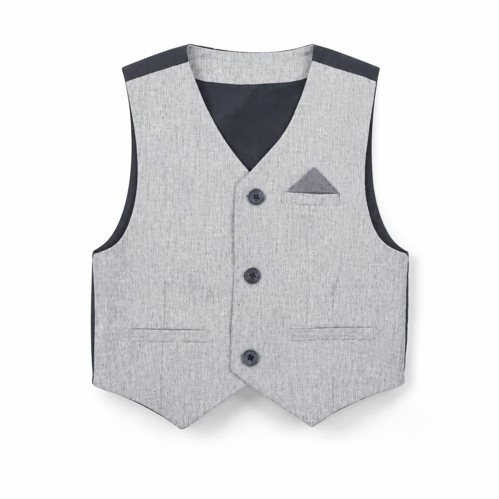 Urban Rascals Boys Grey Polyester Basic Button-Up Size 4 Years V-Neck Button - Waistcoat