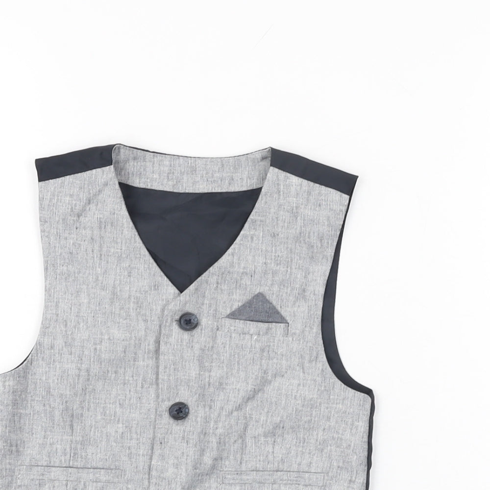 Urban Rascals Boys Grey Polyester Basic Button-Up Size 4 Years V-Neck Button - Waistcoat