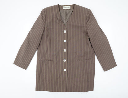 Essentials Womens Brown Striped Jacket Size 18 Button