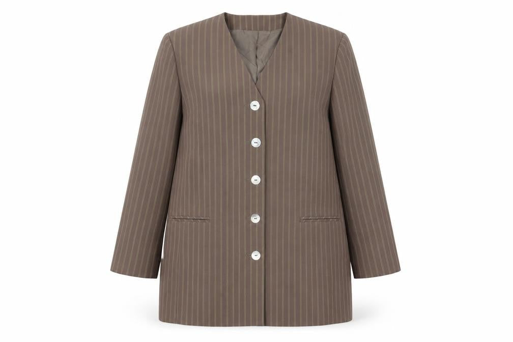 Essentials Womens Brown Striped Jacket Size 18 Button
