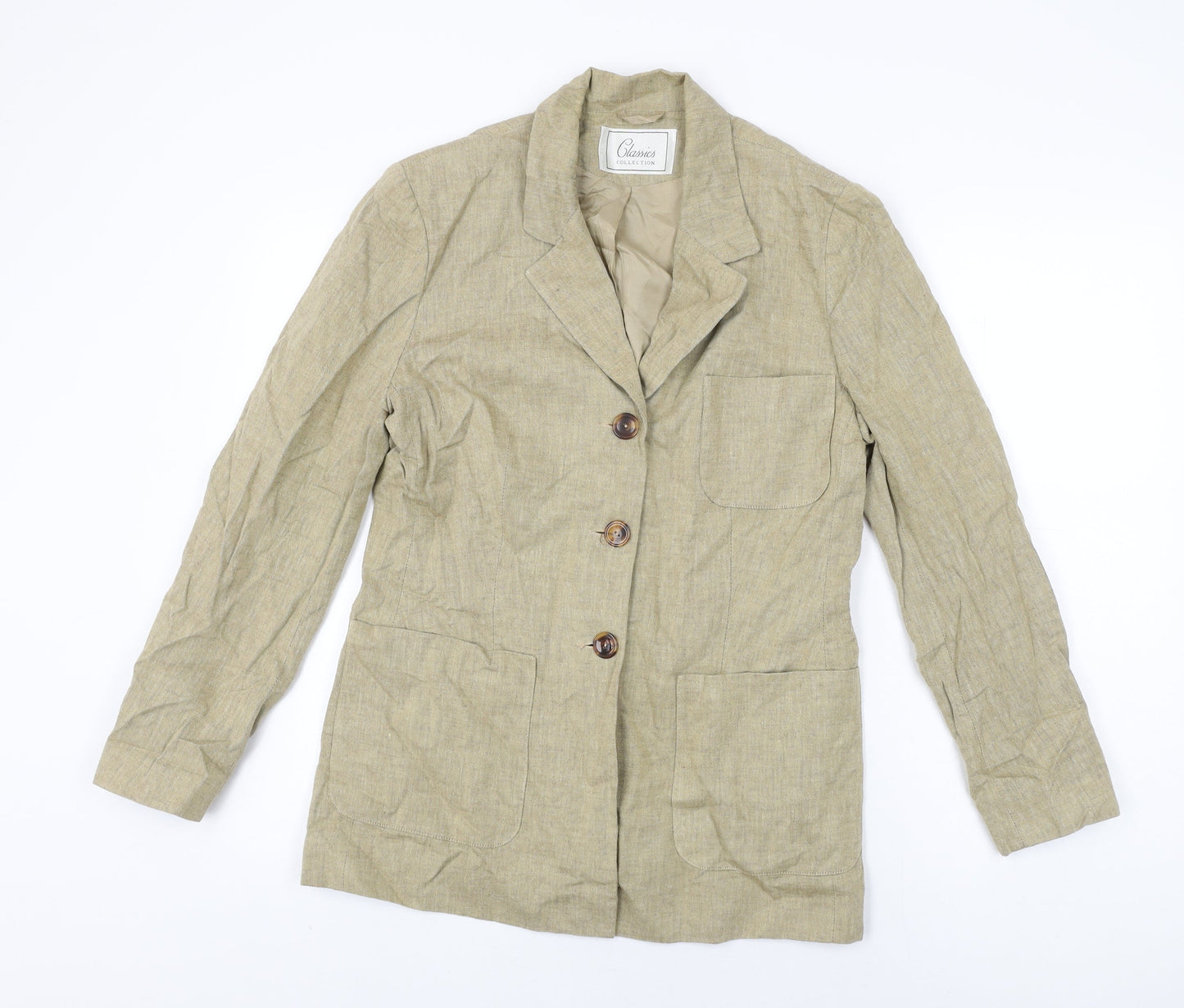 Classics Womens Beige Jacket Size 12 Button