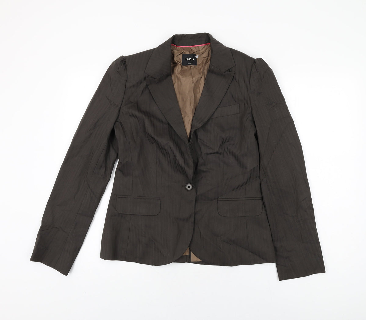 Oasis Womens Brown Wool Jacket Blazer Size 12