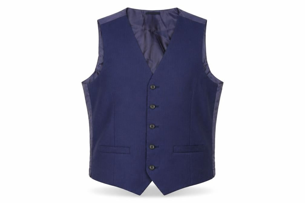 Marks & Spencer Mens Blue Wool Jacket Suit Waistcoat Size 38 Regular