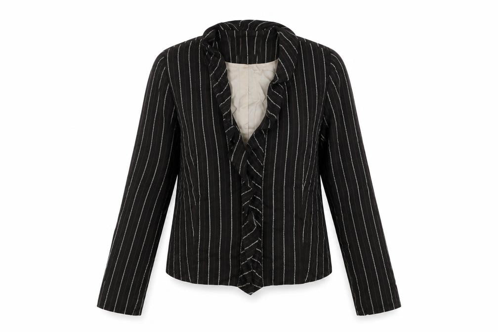 Rosie's L.F.Coll Womens Brown Striped Jacket Size 12 Hook & Eye