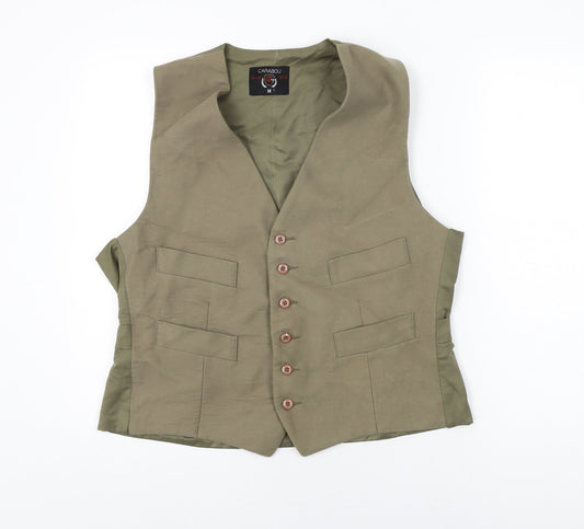 Carabou Mens Green Cotton Jacket Suit Waistcoat Size M Regular