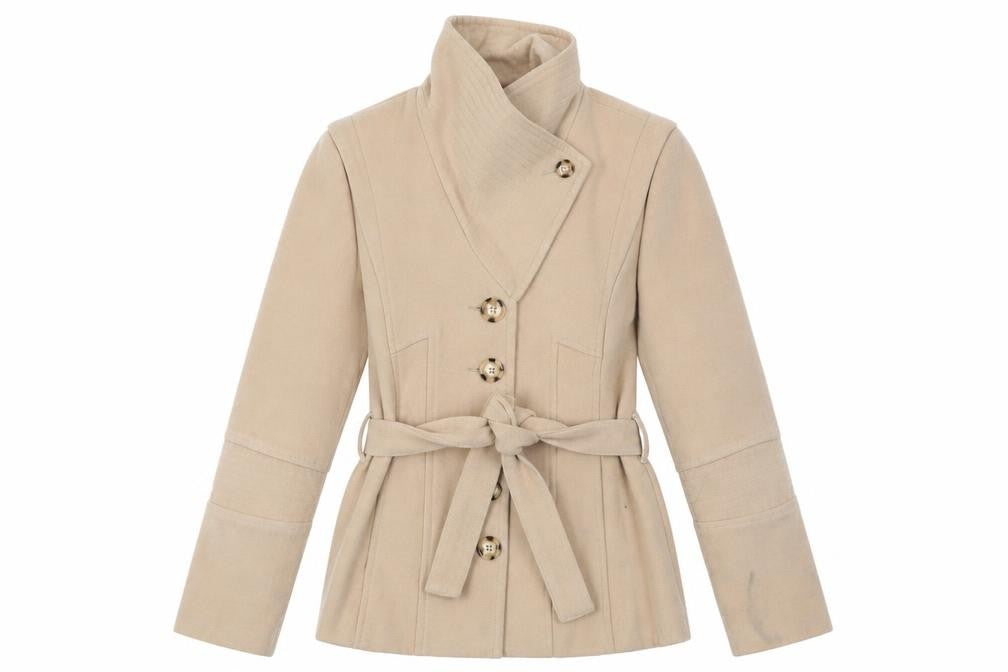 Et Vous Womens Beige Overcoat Coat Size 10 Button