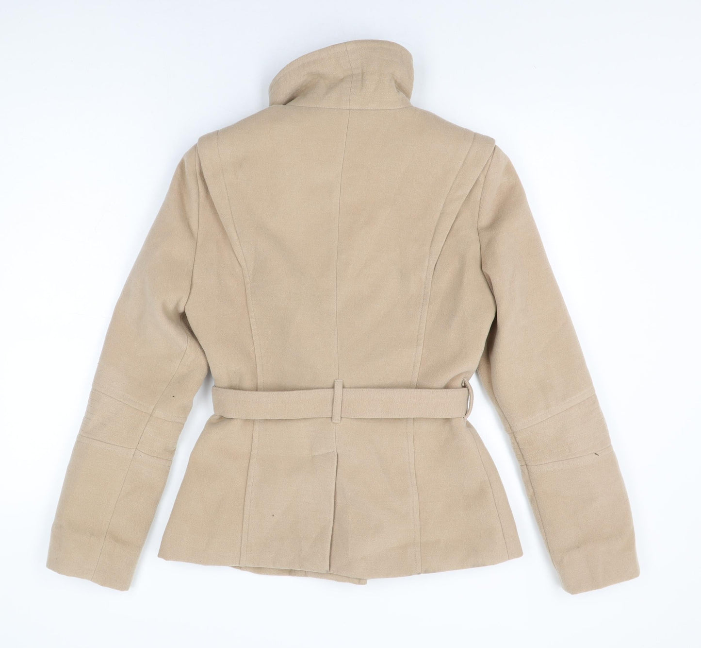 Et Vous Womens Beige Overcoat Coat Size 10 Button