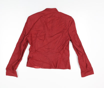 Back view of Principles women’s red jacket, size UK 12, hook & eye