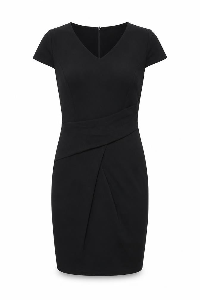 Red Herring Womens Black Polyester Bodycon Size 10 V-Neck Zip