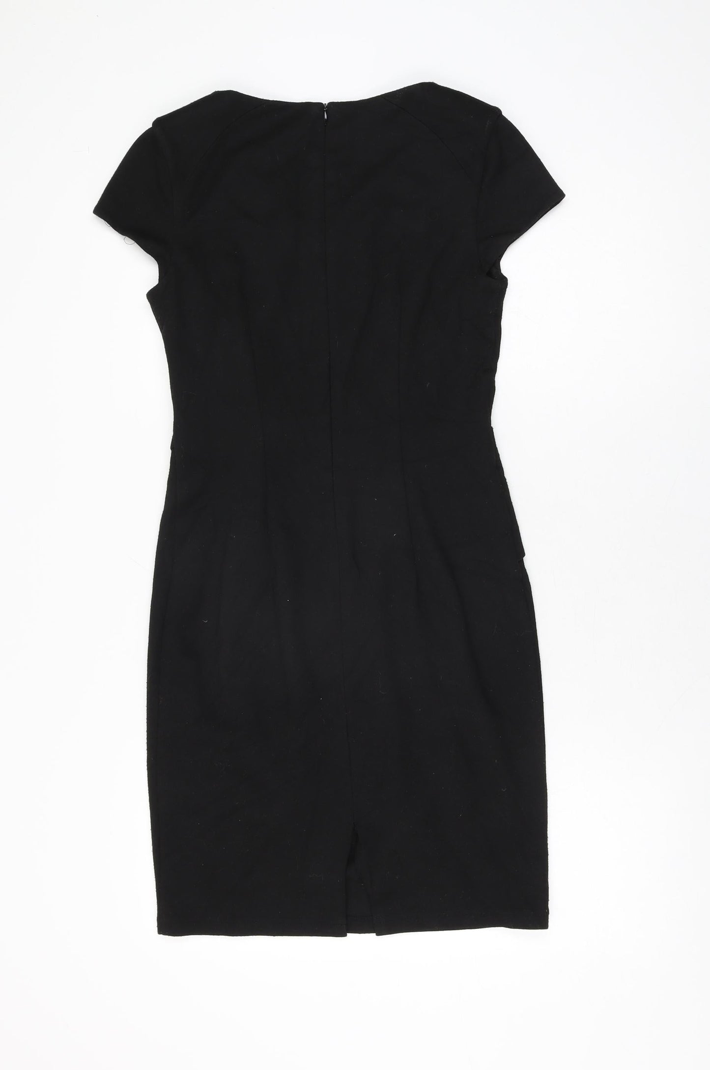 Red Herring Womens Black Polyester Bodycon Size 10 V-Neck Zip