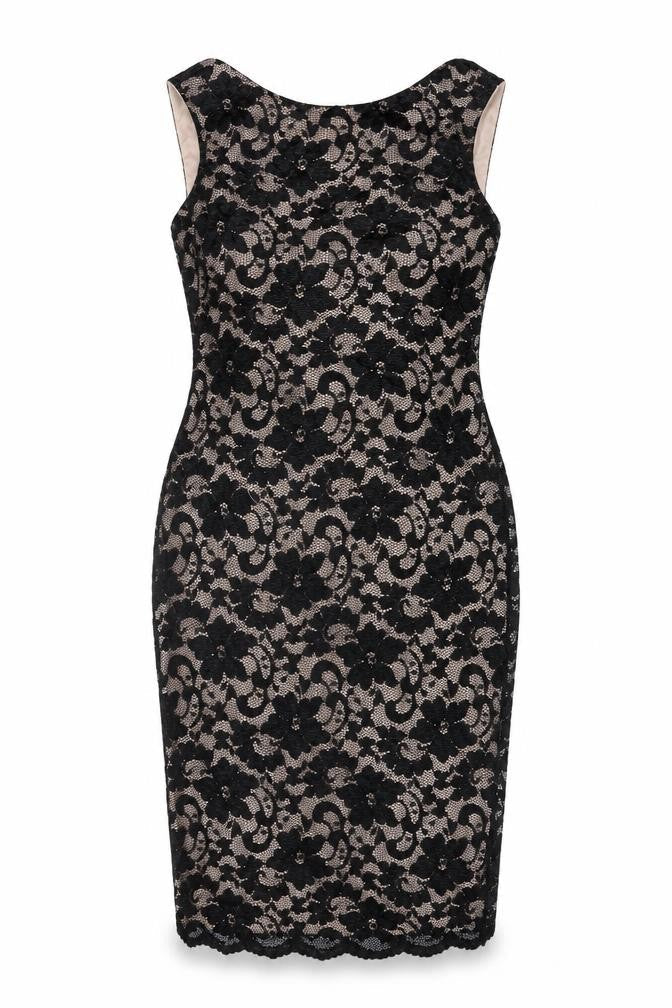 New Look Womens Black Floral Nylon Bodycon Size 14 Round Neck Pullover