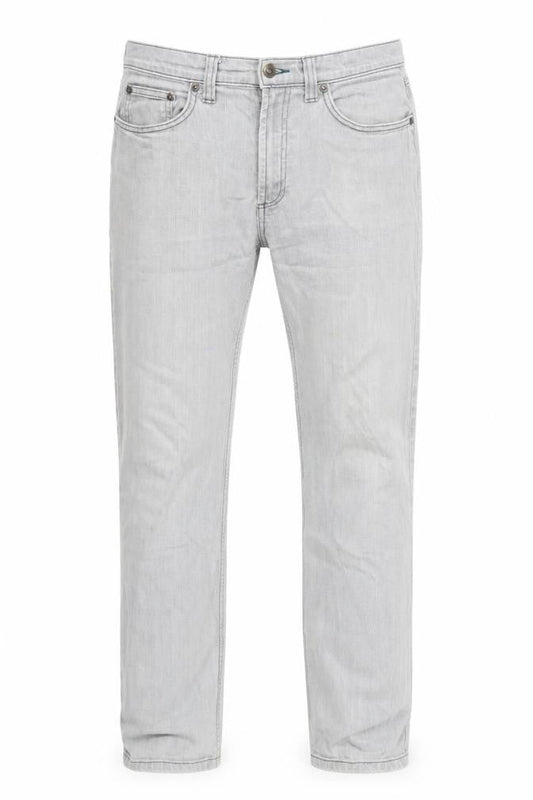 Marks & Spencer Mens Grey Cotton Straight Jeans Size 30 in L33 in Regular Zip