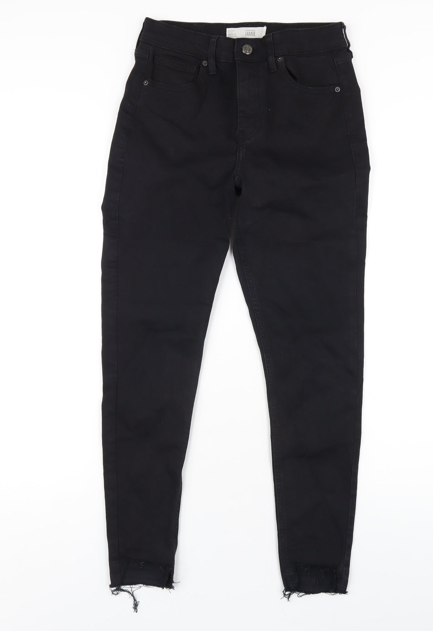 Topshop Womens Black Cotton Skinny Jeans Size 26 in L30 in Regular Zip